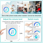 Dog Door Bell for Potty Training, Smart Wireless Doggie Doorbell to Go Outside, 1000 Feet Long Range with IP65 Waterproof Super-Light Touch Button, 60 Melodies & Adjustable Volume (White)