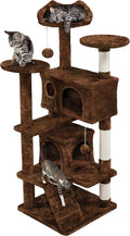 Brown Cat Tree Tower,Cat Scratcher Activity Centre Scratching Posts with 2-Condo and Dangling Toys