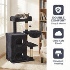 Cat Tree Tower for Indoor Cats, 36-inch Adult Cat Tree House for Large Adult Cats with Steps, Scratching Post, 2 Cat Condo, Dangling Toys, Dark Grey