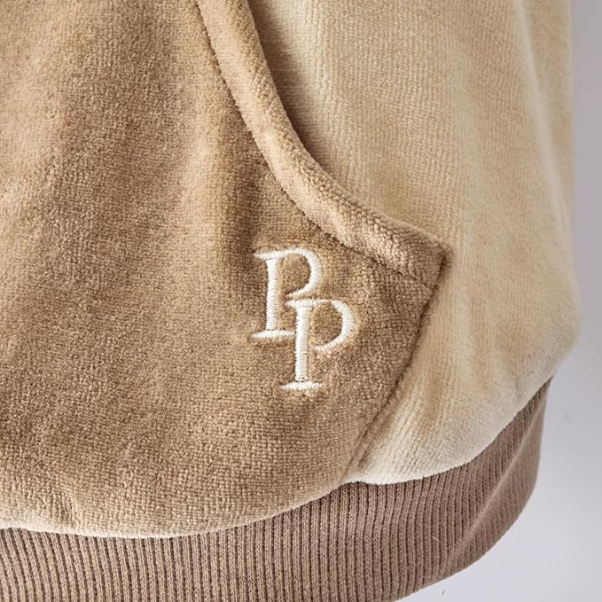 Cooper II Organic Cotton Velour Dog Hoodie Pet Coat for Small, Medium and Large Dogs, Coffee Color Block, X-Small (5-12 lbs)