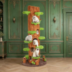 90.5 Inch Cat Tree for Indoor Cats, KAMABOKO Multi-Level Tall Cat Tower with Sisal-Covered Scratching Posts, Plush Perches, Hanging Toys & Spring Toys, Large Kitty Condo with Jumping Platforms