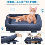 Garvee 61" Multi-Level Cat Tree for Indoor Cats, Heavy-Duty Tower for Large Adult & Maine Coon Cats with Extra-Large Perch, 2 Spacious Condos, Natural Sisal Scratch Posts & Play Toys – Blue