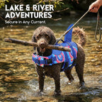 ASENKU Dog Life Jacket - Pet Safety Vest for Swimming & Boating, Shark Life Jacket with Floatation, Dog Lifesavers Swimsuits for Small Medium Large Dogs (Blue Bandhnu, XS)