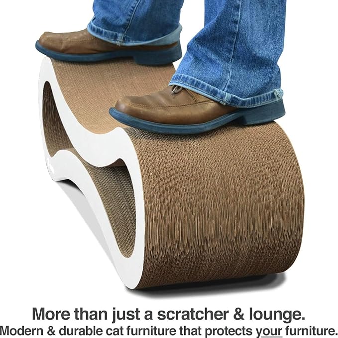 Cat Scratcher Lounge, Double Sided Infinity Scratcher Made of Recycled Corrugated Cardboard for Durability