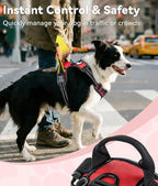 Joytale No Pull Dog Harness for Extra Large Dogs, Reflective Pet Vest with Front Clip, Adjustable Soft Padded Harnesses with Easy Control Handle for Training and Walking, Red, XL