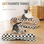 FluffyDream 2 in 1 Cat Scratcher Cardboard Lounge Bed, Cat Scratching Post, Durable Board Pads Prevents Furniture Damage,Large,Checkerboard