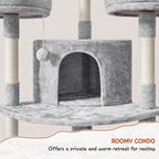Topeakmart Cat Tower Cat Tree, 76 Inches Plush Cat House with Condos Perches Raised Edge as Cats Activity Center