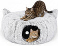 Interactive Cat Toys for Indoor Cats – 3-in-1 Cat Tunnel Bed with 2 Catnip Toys, Peekaboo Cat Cave & Donut Tunnel, Foldable Interactive Toy for Kittens & Small Pets, 32"