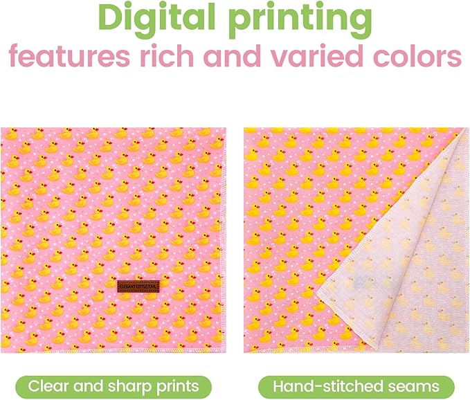 Elegant little tail Dog Bandana, Cute Duck 1PC Washable Dog Scarf Female or Male Square Bib Kerchief Scarf Adjustable Pet Bandana for Medium Large Dogs