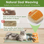 3-in-1 Sisal Cat Scratch Mat 23.6x15.7'' Floor & Wall Cat Scratcher Pad, Protects Carpet Couch & Furniture with Sticker Tape, Anti-Slip, Durable for Indoor Outdoor Cats (Srping)