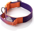 Tactical Dog Collar with Control Handle - Adjustable, Heavy Duty, Training and Walking for Medium and Large Breeds (Orange Violet, M: 18'' - 21'')