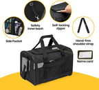 Cat Carrier Airline Approved, Soft-Sided Dog Carrier with Inner Safety Leash, Pet Transport Carrier for Small-Medium Cats Puppies up to 15 Lbs, Collapsible Travel Kitten Carrier Bag -BlackM