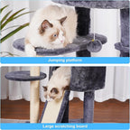 Hey-brother Cat Tree with Scratching Board, Cat Tower with Padded Plush Perch and Cozy Basket, Multi-Platform for Jump, Smoky Gray MPJ005G