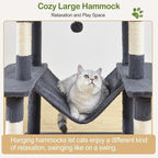 Large Cat Tree Tower for Indoor Cats Adult, 74.8 Inch Tall Large Multi-Level Tree Towers with Scratching Posts, Condo, Hammock, Bed for Big Cats, Modern Cat Trees Furniture Heavy Duty (Dark Gray)