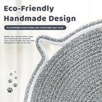 Handmade Woven Cat Scratcher Mat, 16.9"/19.7" Natural Cotton Rope Cat Scratching Pad for Indoor Cats, Non-Slip Flat Scratch Pad, Soft Durable Cat Lounging Mat with Ball Toy (Khaki,19.7 in)