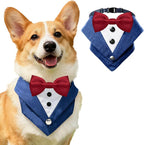 AVERYDAY Dog Tuxedo Bandana Collar for Wedding Outfit, Dog Tux Costume with Bowtie, Pet Harness with Leash Ring for Birthday Party Christmas, Formal Wear Suit and Tie for Small Medium Large Breeds