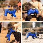 Dog Warm Jacket Coat, 4 Legs Covered, Waterproof Windproof Reflective, Zippered Adjustable Outdoor Snow Jacket for Small-Medium-Large Dogs Blue