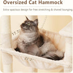 Heybly Heavy Duty Cat Tree, 64.2-Inch Tall Tower for Large Indoor Cats with Widened Structure, Cat Furniture with Big Platforms, Extra-Large Hammock, Sisal Scratching Posts & Board, Beige HCT027M