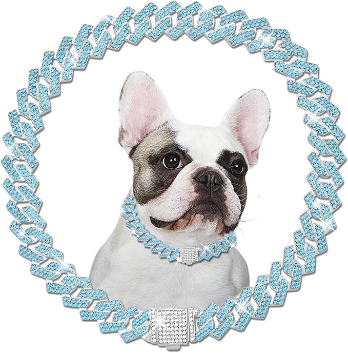 Metal Diamond Dog Chain Dog Training Chain with Secure Buckle Pet Collars for Large Medium Dogs
