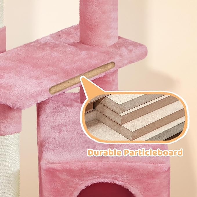 Yaheetech Cat Tree, 34in Cute Cat Tower for Indoor Cats, Multi-Level Pet Condo Furniture Activity Center Cat Bed w/Scratching Post&Dangling Ball&Platform for Kittens, Pink
