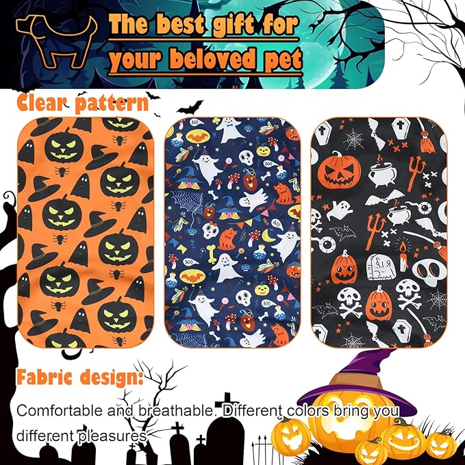 6 Pack Halloween Dog Clothes for Small Dogs, Soft and Breathable Puppy Kitten Dog Shirts for Pet Cats, Summer Dogs' T-Shirts Apparel Sleeveless Vests for Yorkies (Happy Halloween, X-Large)