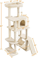 Yaheetech Cat Tree, 63 Inches Multi-Level Indoor Cat Play Structure with Scratching Posts, Hammock, and Dangling Ball