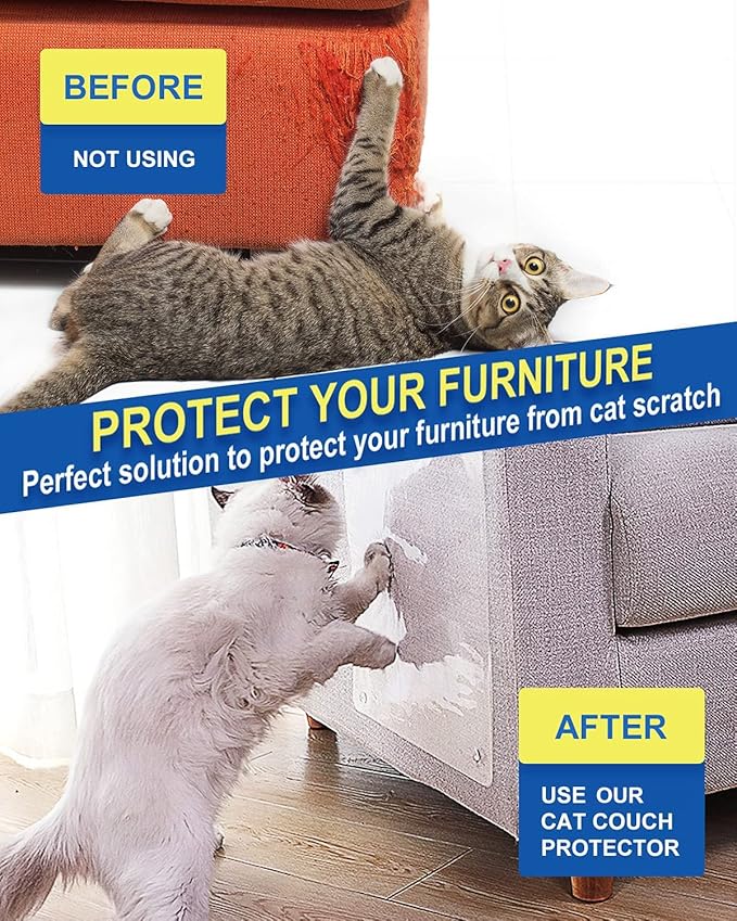 10 PCS Cat Scratch Furniture Protector- Specially Designed for Leather Furniture, Couch Protector Scratching Deterrent Strong Adhesion, No Residue