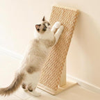 PETKARAY Inclined Cat Scratcher, Sisal Scratching Ramp for Indoor Cats, 24.8'' Cat Scratch Post for Couch, Replaceable Sisal Scratch Pad with Toy Ball, Classic