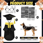 5 Pcs Dog Graduation Costume Set Include 2026 Pet Graduation Gown with Stole Puppy Grad Cap Lensless Glasses DIY Letter Stickers for Dogs Cats Holiday Costume Accessory(Black Yellow,XL)