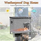 Dog House Outdoor with Dog Mat Bed Weatherpoof Plastic Dogs Houses Indoor Waterproof Stray/Pet Dog Shelter Outside for Medium and Small Dogs