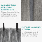 Navaris Wall Mounted Cat Corner Scratcher, Set of 2, Grey - Durable Sisal Cat Scratching Essentials - 4 Nylon Straps for Secure Wall Mounting - Protect Wallpaper and Corners