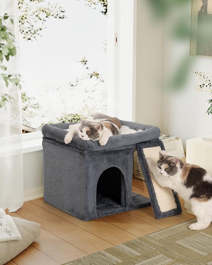 Cat Tree for Large Cat, Cat Tower with Large Perch for Adult Cats, 20 * 16.5 Inch Big Platform for Indoor with Super Cozy Soft Mat, Large Condo with Nature Sisal Post, Gray