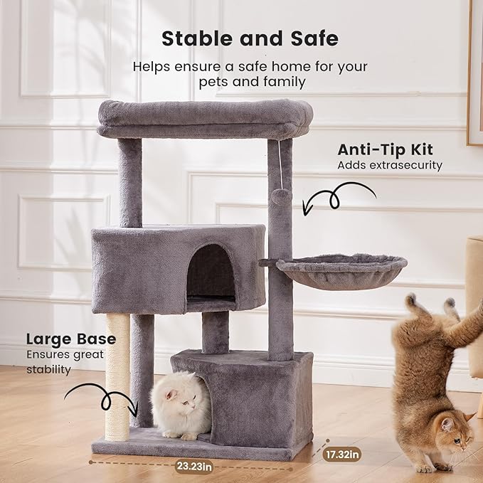 Gardner Pet 41" Cat Tree for Medium Large Cats, Heavy Duty Cat Trees Tower with 2.8in Posts & Washable Top Perches