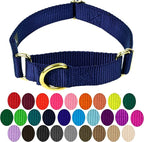 Country Brook Petz - Martingale Dog Collar - Heavy-Duty Training Collar with No Buckle - Service Dog Collar for All Pups - 10+ Cool Colors (Navy Blue, 3/4 Inch, Small)