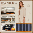 Pawaboo Dog Ramp for Small Dog, 57'' Foldable Dog Ramp for Bed, 5 Adjustable Height from 19.7'' to 30'', Portable Stable Pet Steps with Dogs Tag & Safety Side Rails, Pet Ramps for Bed Couch, Walnut