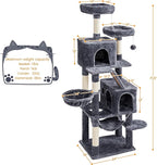 Topeakmart 71.5in Cat Tree Large Cat Tower for Indoor Cats, Multi-Level Cat Furniture w/Condos, Perches, Basket, Hammock and Scratching Posts, Cat Kitten Pet Play House