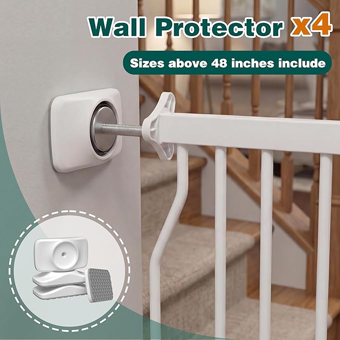 TSAYAWA Extra Wide Walk Through Baby Gate with Door, 62.5-67 Inch Wide Presure Mounted No Drill Metal Auto Close Child Gate for Stair Doorway - Indoor Outdoor Safty Gate for Toddler Dog Doggie, White