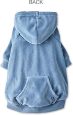 Cooper II Organic Cotton Velour Dog Hoodie Pet Coat for Small, Medium and Large Dogs, Faded Denim, X-Small (5-12 lbs)