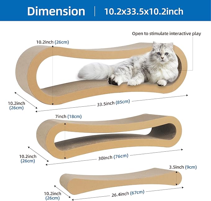 Simple Delxue 3 in 1 Cat Scratcher Cardboard, Cat Scratching Board Furniture Protector, Cats Scratching Post, Cat Beds for Indoor Cats, Infinity Shape, X-Large