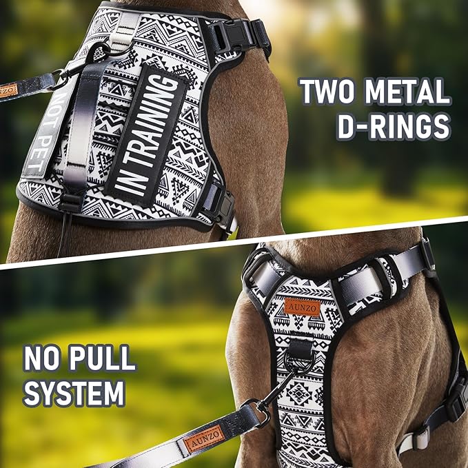 Tactical Dog Harness for Extra Large Dog Breeds, No Pull Adjustable Pet Harness with Handle, Reflective K9 Military Service Dog Vest for Walking Hiking Training, Black Ethnic, XL