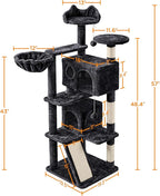 Yaheetech Cat Tree, 57 inches Cat Tower with Double Condo, Scratching Board and Basket, Cat Furniture for Indoor Cats Kitten- Black