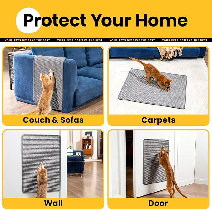 Extra Large Cat Scratcher Mat (27.5" x 35.4"), Natural Sisal Cat Scratching Pad for Indoor Cats, Mess-Free Cat Scratch Rug & Cardboard Alternative, Couch & Furniture Protector