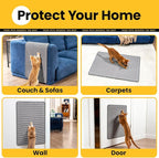 Cat Scratcher Mat,Natural Sisal Cat Scratch Pad with Hook&Loop Tape,Horizontal Floor Kitty Scratching Pads Rug for Indoor, Furniture Protector for Couch&Carpets&Sofas, Large, Grey, 2 Pack
