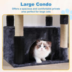 Hey-brother Cat Tree Tower with Extra Large Platform, Spacious Condo, 2 Cozy Hammocks, Self-Grooming Brush, Sisal Scratching Posts for Big Indoor Adult, Maine Coon, 35.4 Inches, Smoky Gray MPJ060G