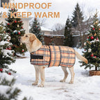 BEAUTYZOO Dog Winter Coat for X-Large Dogs Waterproof, Warm Reflective Great Dane Oxford Canvas Jacket, Fleece Dog Cold Weather Coats Windproof for Female Male Dogs, Khaki Plaid XL
