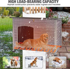43.3'' Large Heated Outdoor Dog House Weatherproof with Anti-bite Metal Frame, Insulated Dog Kennel with Heating Pad for Outside, Dog Shelter for Small to Large Dogs (Grey)
