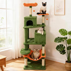 PETSITE Multi-Level Cat Tree, 75 Inches Tall with Sisal Scratching Posts, 2 Condos, Hammock, Dangling Balls, and Cozy Top Perch, Ideal for Indoor Cats to Play and Rest (Green)