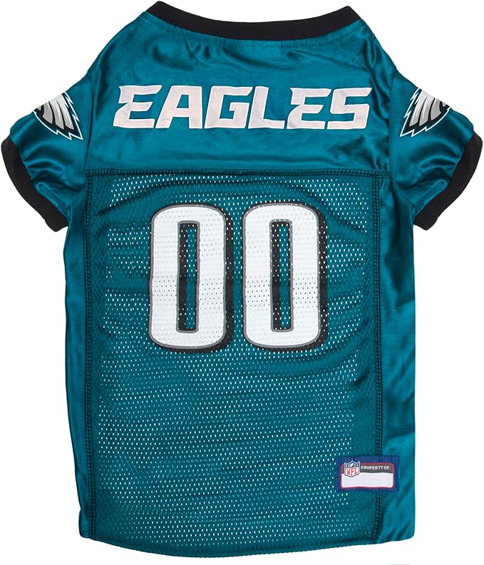 Pets First NFL Philadelphia Eagles Dog Jersey, Size Large, Football Shirt Costume for Pet, Dog Sports T-Shirt, NFL Team Clothing for Cats, Licensed Pet Apparel Available in 7 Sizes and 32 Teams