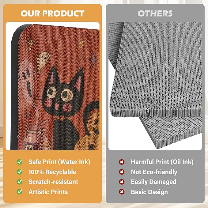 2 Pack Art Cat Scratcher, Wall-Mountable Cat Scratch Pad, Cat Wall Scratcher 16.7x11x1 Inch Cat Scratching Board for Indoor Cats Toy (Pumpkin)