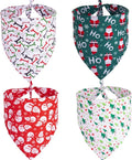 ADOGGYGO 4 Pack Dog Bandana Christmas Pet Scarf Triangle Bibs Kerchief Set Puppy Christmas Costume Accessories Decoration for Small Dogs (Small)